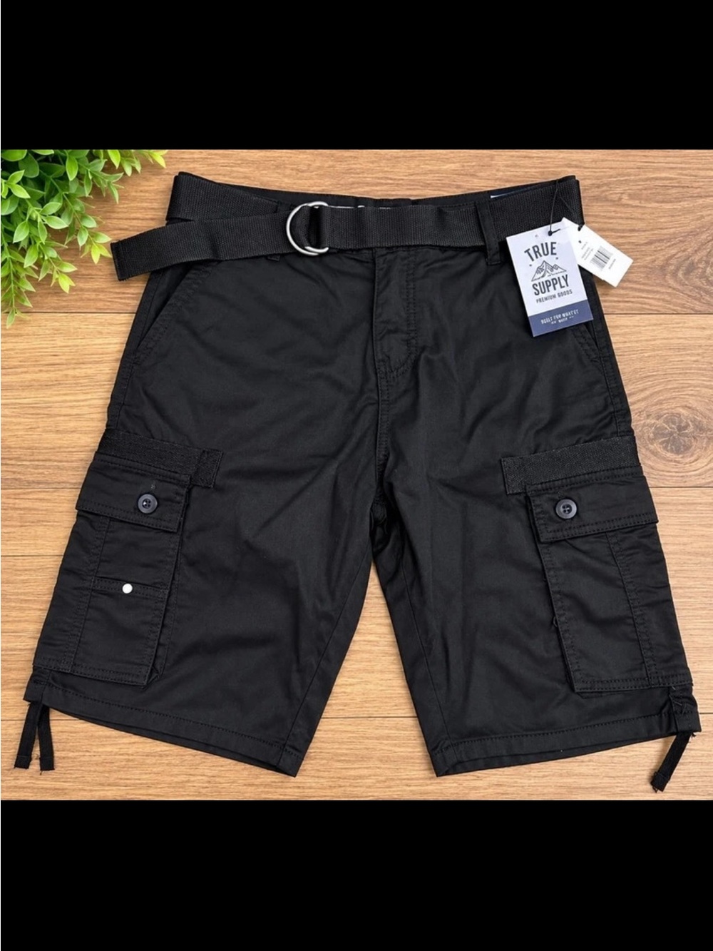 Men’s Black Cargo Shorts with Belt